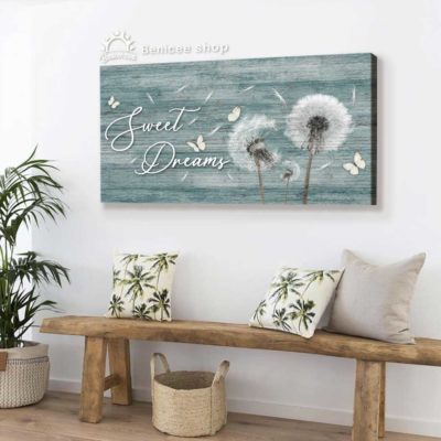 Wall Decor For Above Bed, Dandelion Flower Bedroom Decor, Sweet Dreams Wall  Art