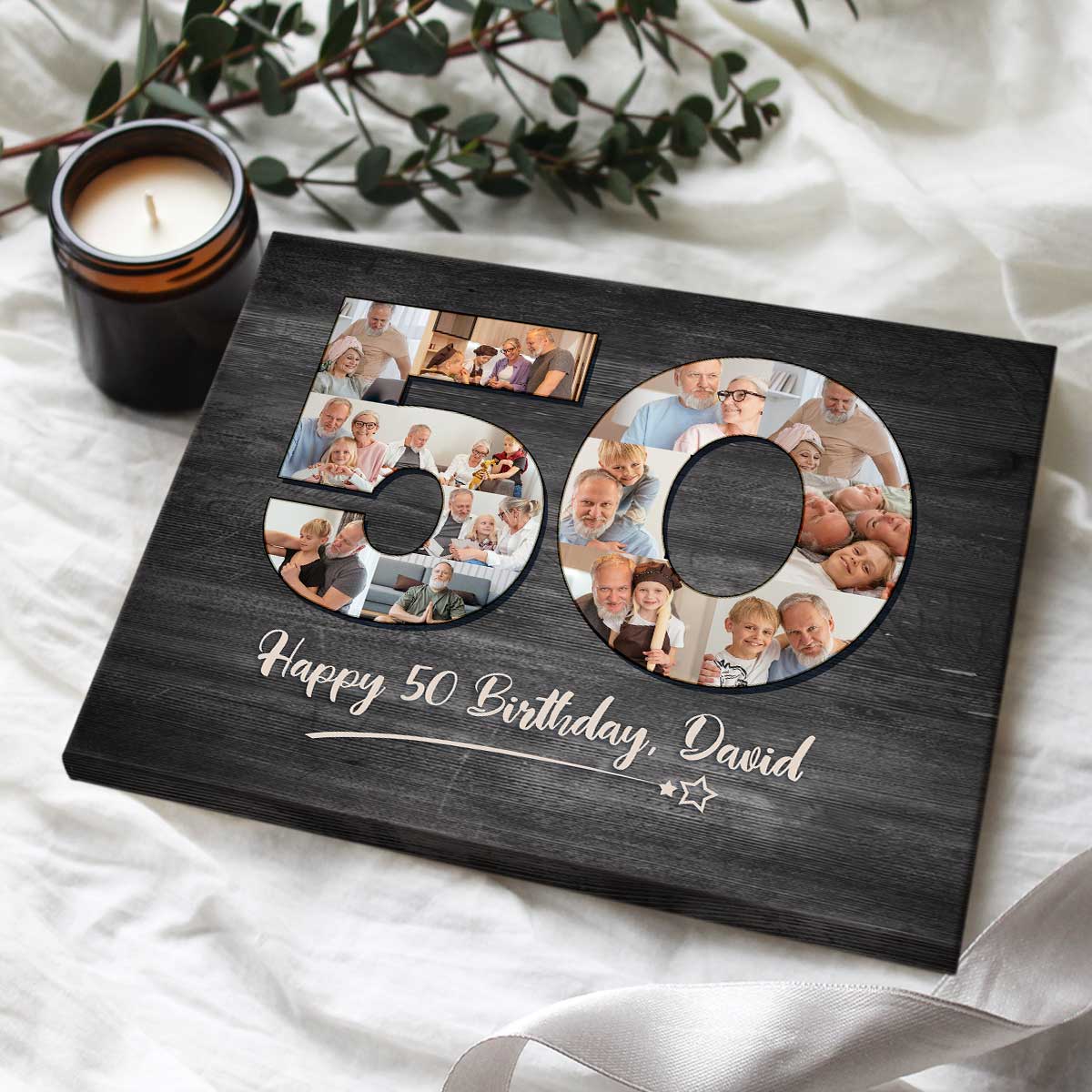 Personalized 50th Birthday Gift For Men, 50th Birthday Custom Photo Collage  Canvas, 50th Birthday Gifts for Dad - Framed Canvas, 30x40 inches