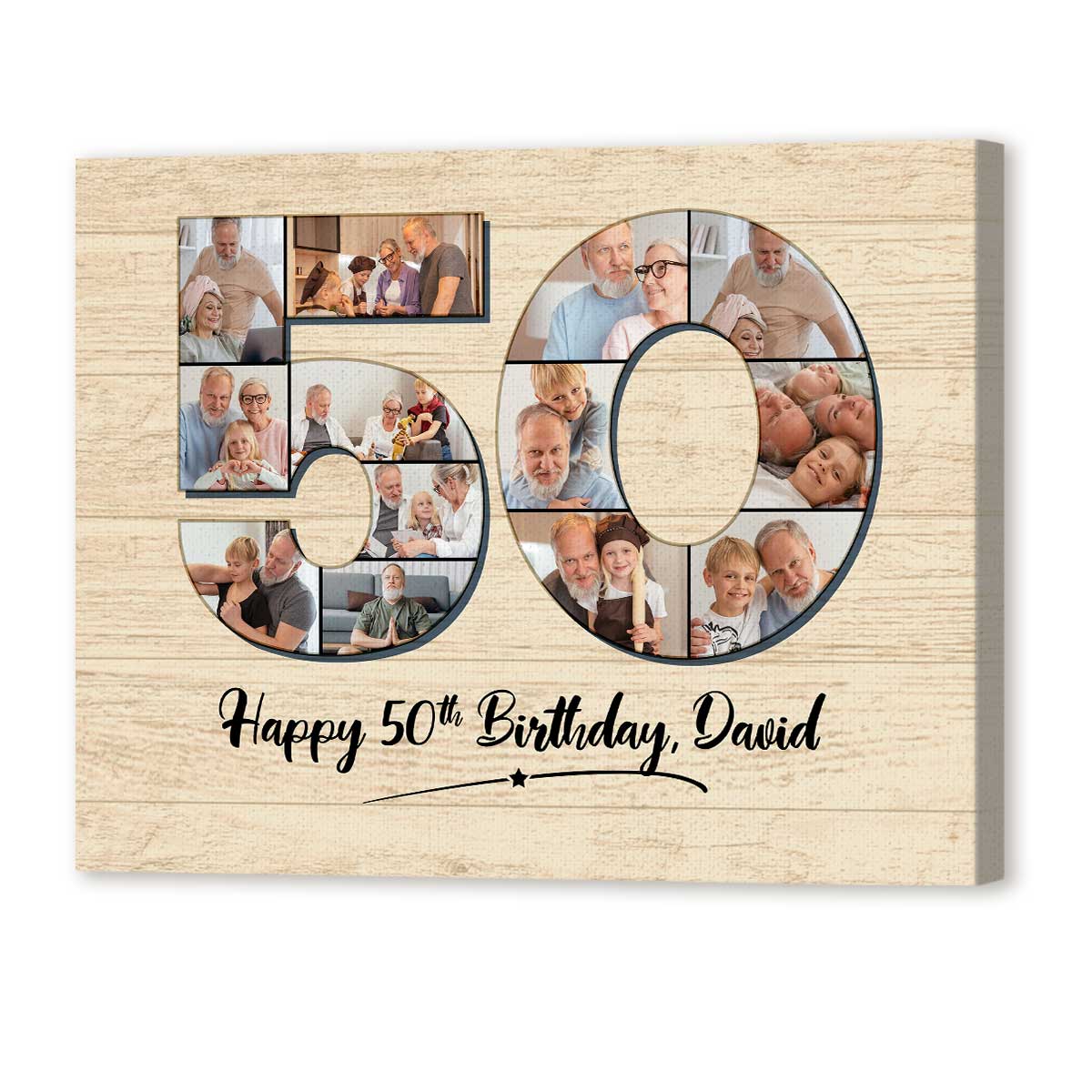 Personalized 50th Birthday Gift For Men For Dad, 50th Birthday Custom Photo Collage Canvas, 50th Birthday Gift Ideas
