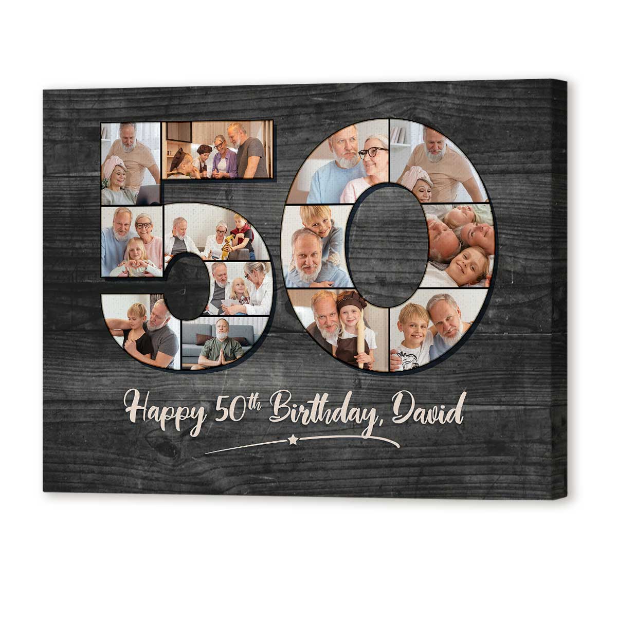 Personalized 50th Birthday Gift For Men, 50th Birthday Custom Photo Collage  Canvas, 50th Birthday Gifts for Dad - Framed Canvas, 30x40 inches
