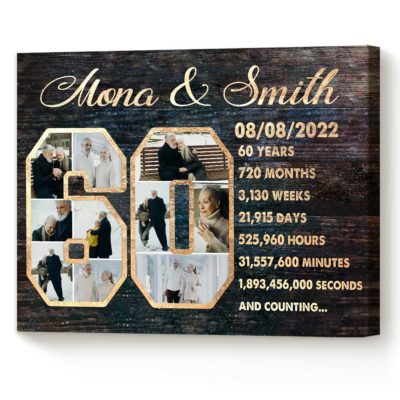60th Wedding Anniversary Couple Gift Personalised Engraved Grey Mantel  Clock Diamond Anniversary Marriage Gifts Traditional Sixtieth Gifts - Etsy