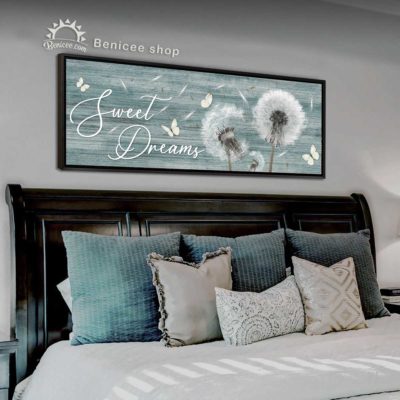 7805d336 4611 11ed 83ba 0242ac120002 Wall Decor For Above Bed Dandelion Flower Bedroom Decor Sweet Dreams Wall Art 2 1024x1024@2x