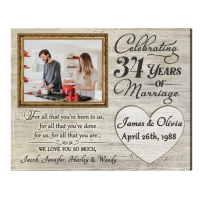 34th Anniversary Gifts for Parents 34 Years Anniversary Gift, For All That You Have Been To Us Anniversary Photo Frame