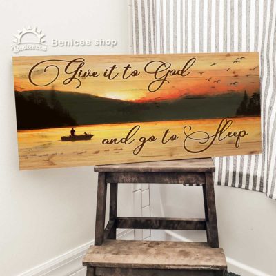 Wall Decor for Bedroom Above Bed, Give It To God And Go To Sleep Wall Art, Over The Bed Wall Art