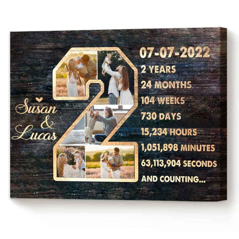Personalized 2 Year Anniversary Photo Collage Wall Art, 2nd Anniversary ...