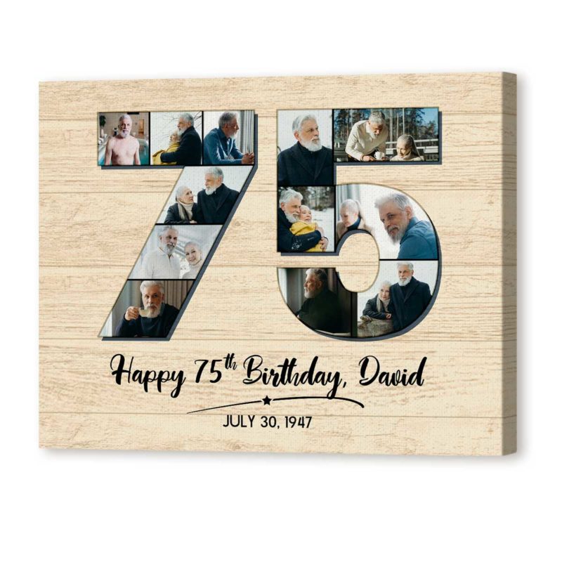 Personalized 75th Birthday Gift, 75th Photo Collage Canvas, 75th Birthday Gifts Ideas