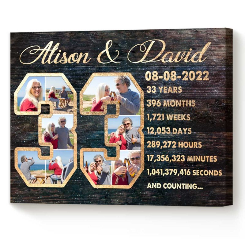 9ed6f18d 47df 11ed 83ba 0242ac120002 33rd Anniversary Gift Custom Collage Photo Canvas Anniversary Gift Mom and Dad 33 Year Anniversary Gift For Wife Husband