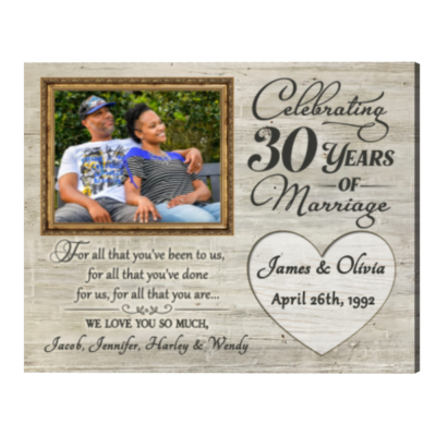 30th Anniversary Gifts for Parents Custom Photo Print, Celebrating 30 Years Of Marriage Anniversary Gift Idea