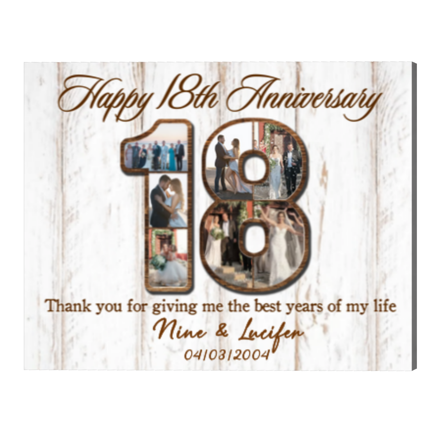 Personalized 18th Anniversary Gifts Photo Collage Canvas, 18 Year Anniversary Gift For Him Her