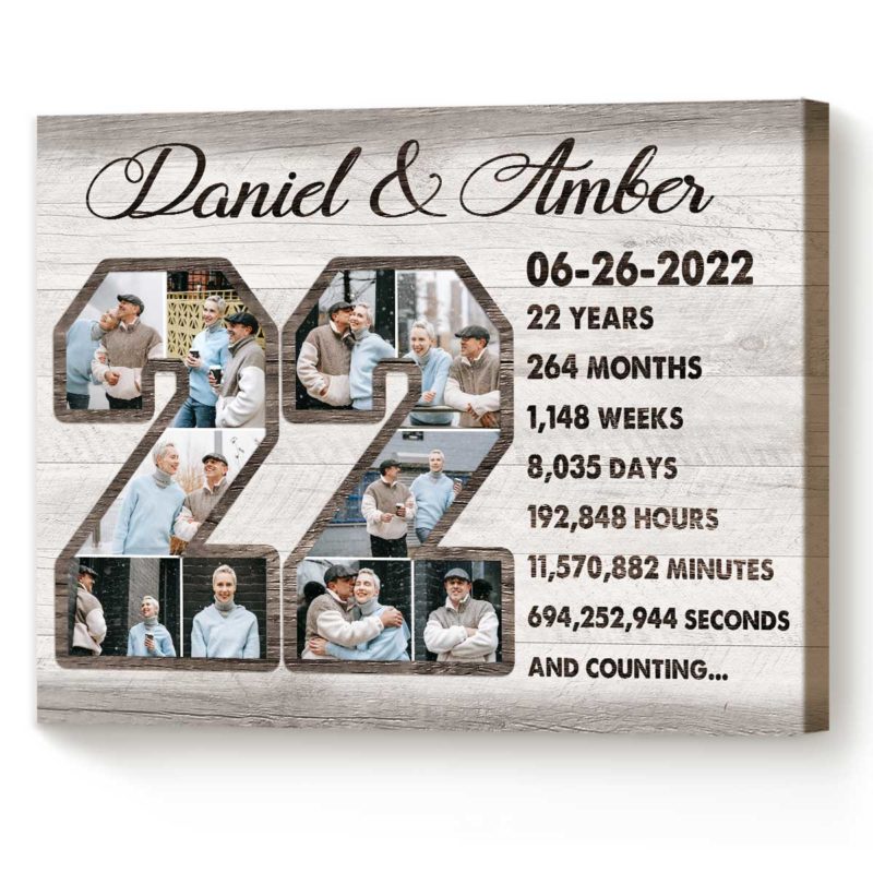 Custom 22 Year Anniversary Photo Collage Canvas 22nd Anniversary Gift 22 Year Anniversary Gift 2