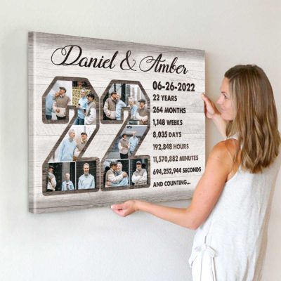 Custom 22 Year Anniversary Photo Collage Canvas 22nd Anniversary Gift 22 Year Anniversary Gift 3