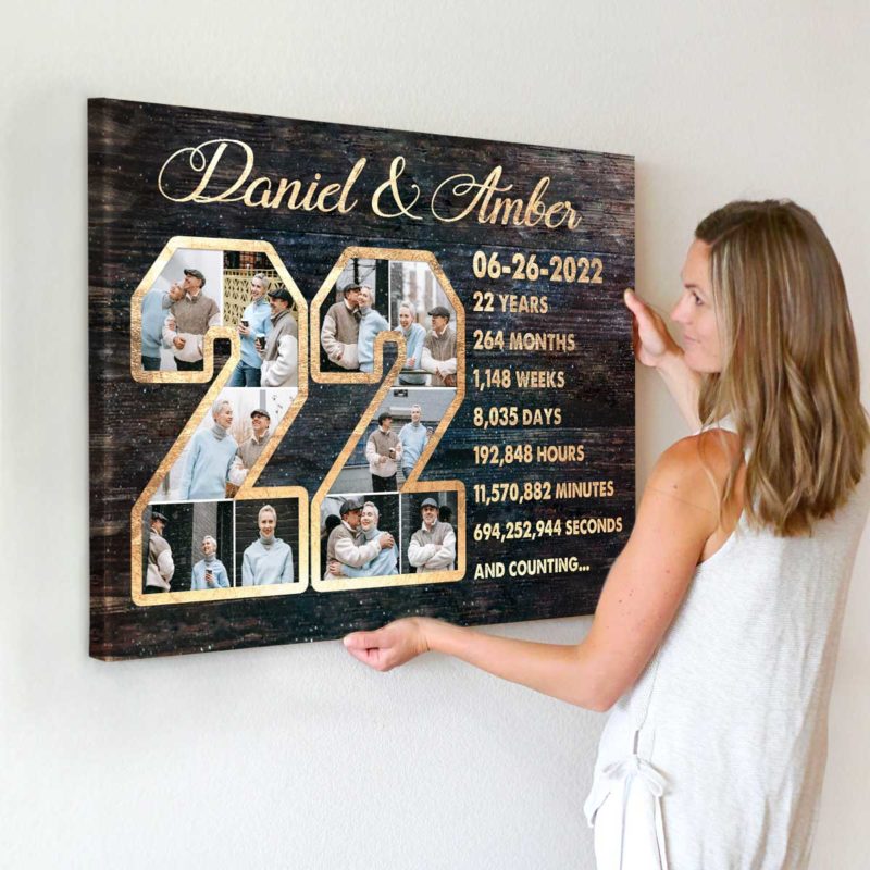 Custom 22-Year Anniversary Photo Collage Canvas