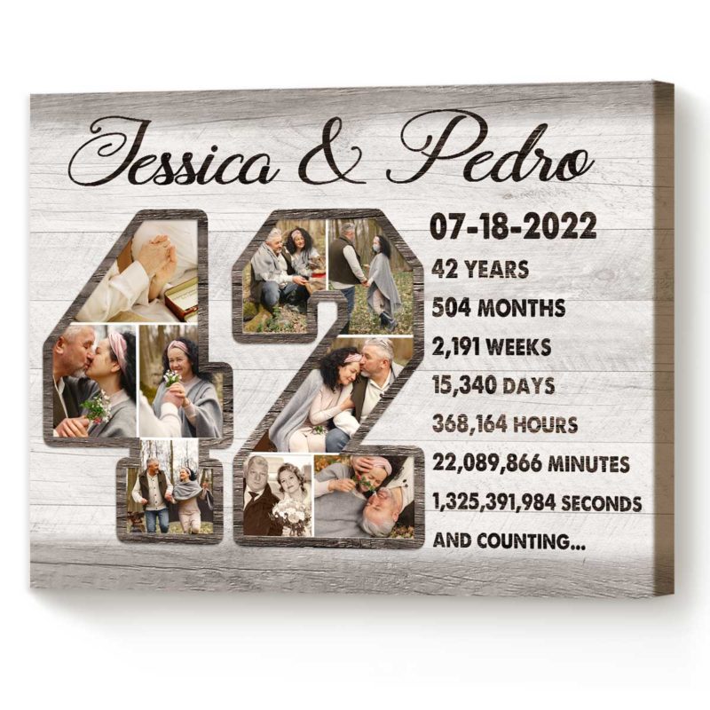 Custom 42nd Anniversary Gift Photo Collage 42 Year Anniversary Gift Wedding Anniversary Gifts By Year 3