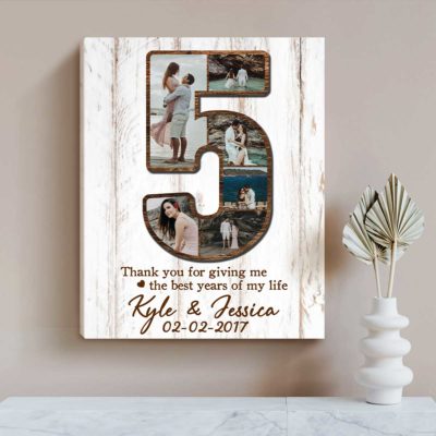 Custom 5th Anniversary Photo Collage Gift For Him Her