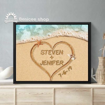 Romantic Gifts For Wife Personalized Couple Names On Beach Sign Coastal  Wall Decor Canvas - Oh Canvas