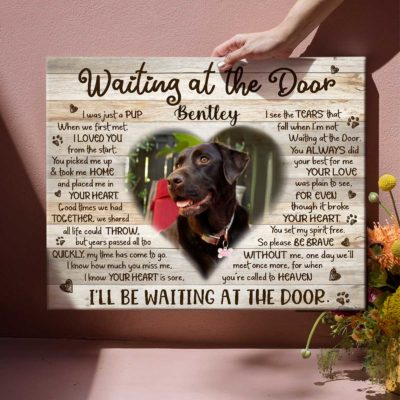 Custom Photo Pet Memorial Wall Art Dog Passed Away Gift Pets In Remembrance Waiting at the Door