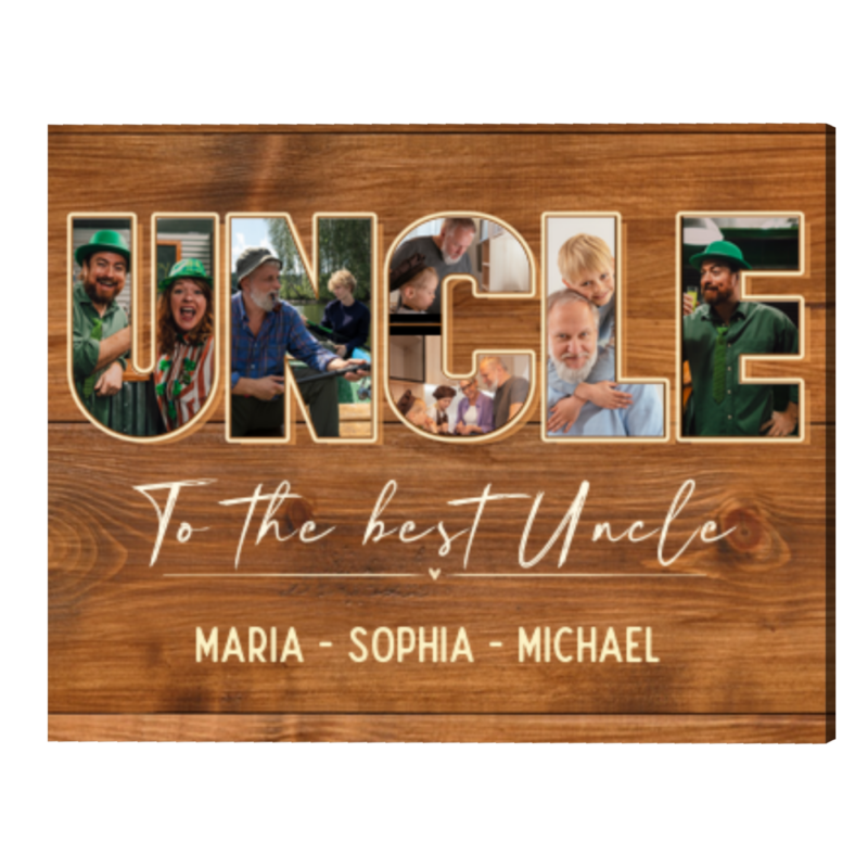 Personalized Uncle Christmas Gift, Custom Uncle Photo Collage Canvas, Gift For Uncle From Niece or Nephew, To The Best Uncle print