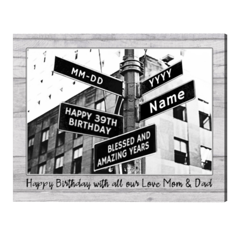 Custom 39th Birthday Gift, Personalized Road Sign 39 Birthday Gift Ideas, Happy 39th Birthday Gifts