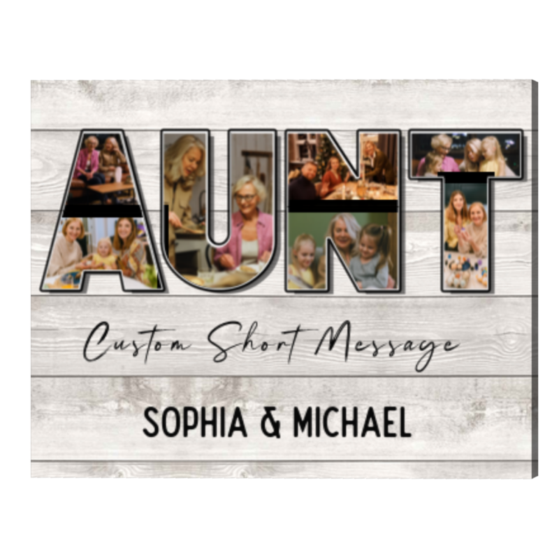 Personalized Aunt Picture Collage Canvas, Aunt Photo Gifts, Christmas Gifts for Auntie from Nephew, Niece