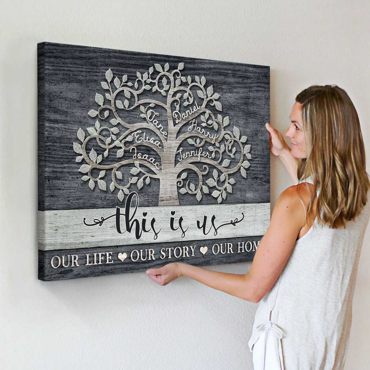 Personalized Our Family Tree 16 x 20 Canvas Available In Multiple Colors