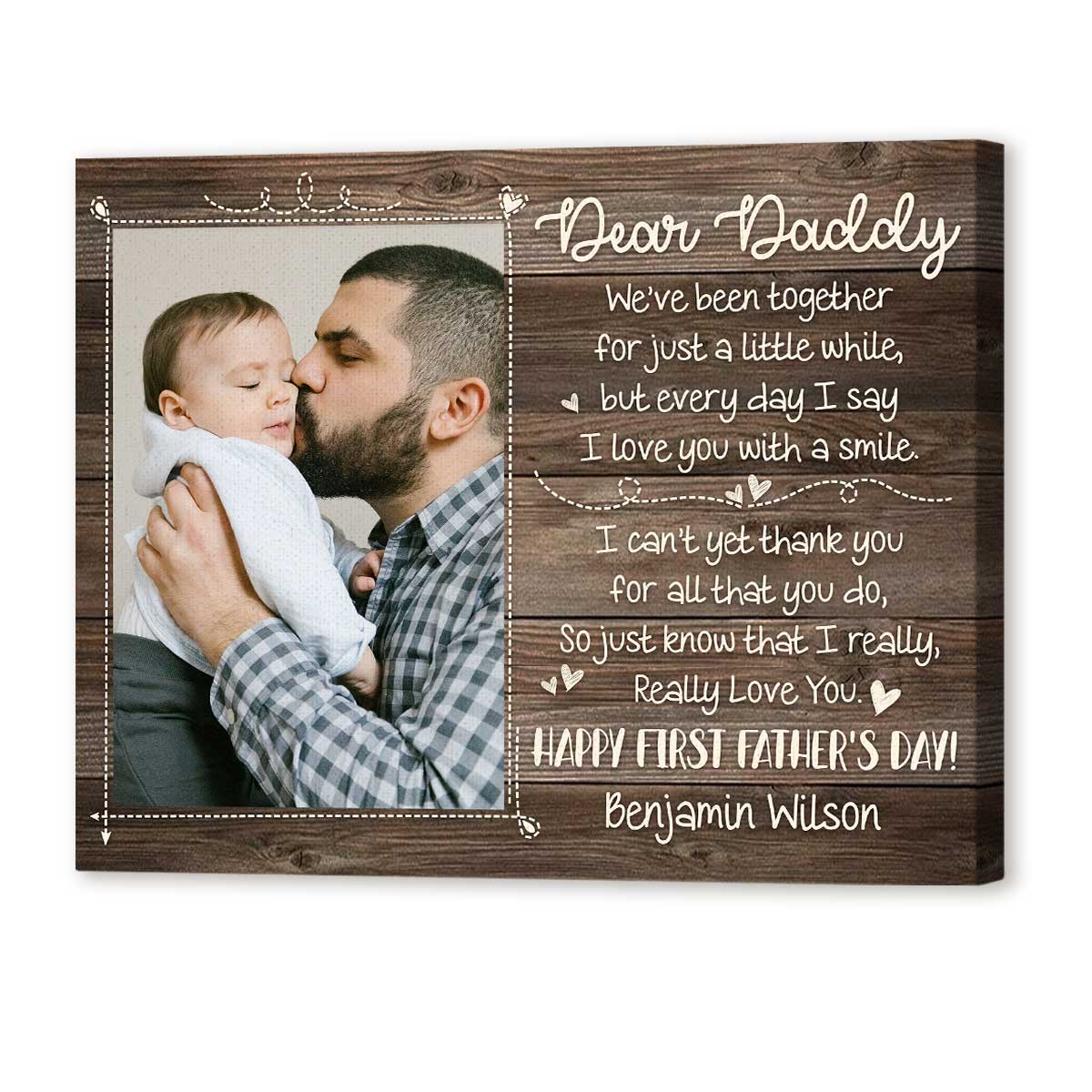 Happy 1st Father's Day Photo Collage Canvas, First Time Fathers Day Gifts  From Newborn Baby, Father's Day Gift For New Dad - Best Personalized Gifts  For Everyone