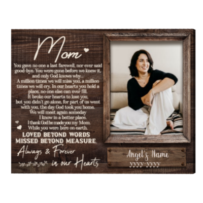 Personalized Memorial Canvas For Mom, Sympathy Gifts For Loss Of Mother,  Mom Memorial Gifts Picture Frame