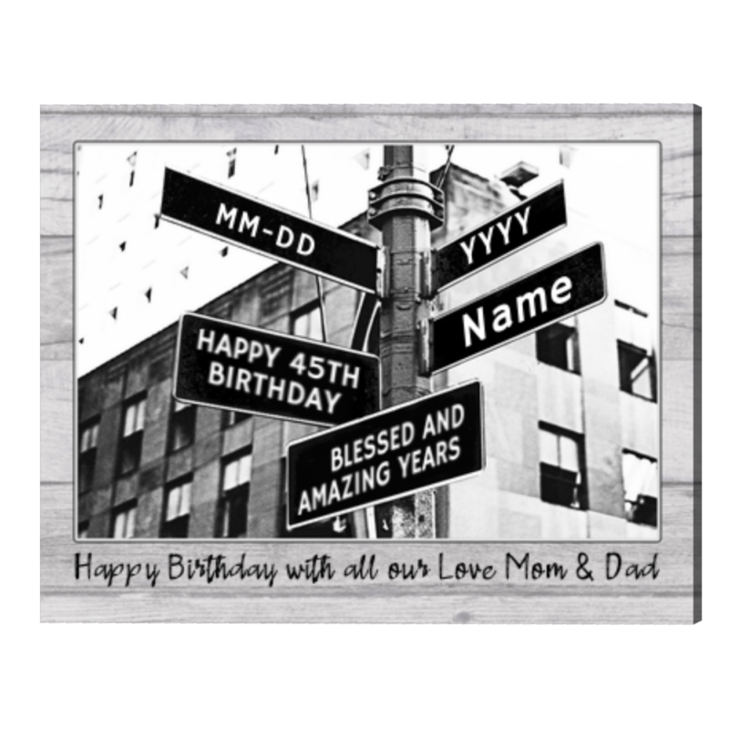 Personalized 45th Birthday Gift, Street Sign Custom, 45th Birthday Gift Ideas