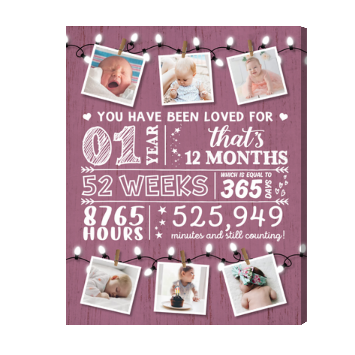 You Have Been Loved For 1 Year Personalized Photo Canvas Birthday Gift