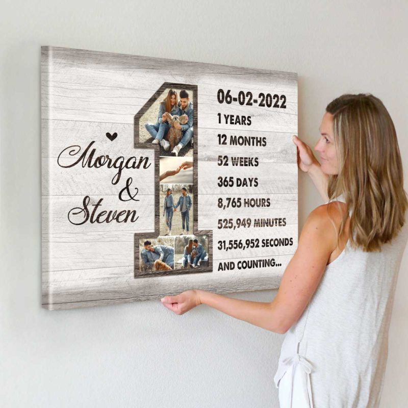 Personalize 1 Year Anniversary Gift for Boyfriend First Year Anniversary Collage Gift for Husband First Year Together 4