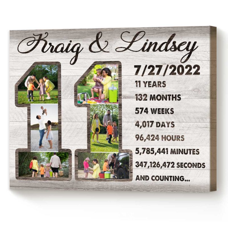 Personalized 11 Year Anniversary Photo Collage Wall Art 11th Anniversary Gifts 11th Wedding Anniversary Gift 3