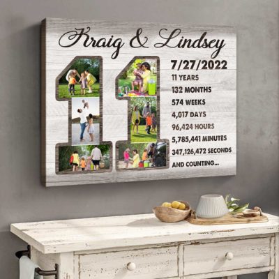 Personalized 11 Year Anniversary Photo Collage Wall Art