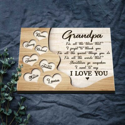 custom gift for grandpa with grandkids names father's day canvas for grandpa grandpa birthday gifts