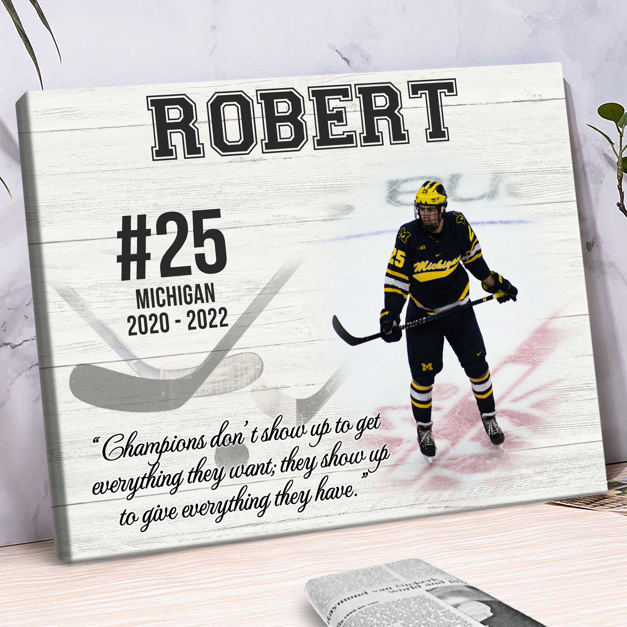 Hockey Player Photo Collage Canvas, Hockey Coach Gift, Personalized Ice  Hockey Sport Gift - Stunning Gift Store