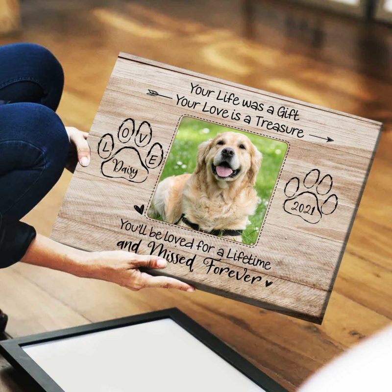 custom dog memorial gift personalized photo pet memorial wall art your life is a gift pet remembrance gifts