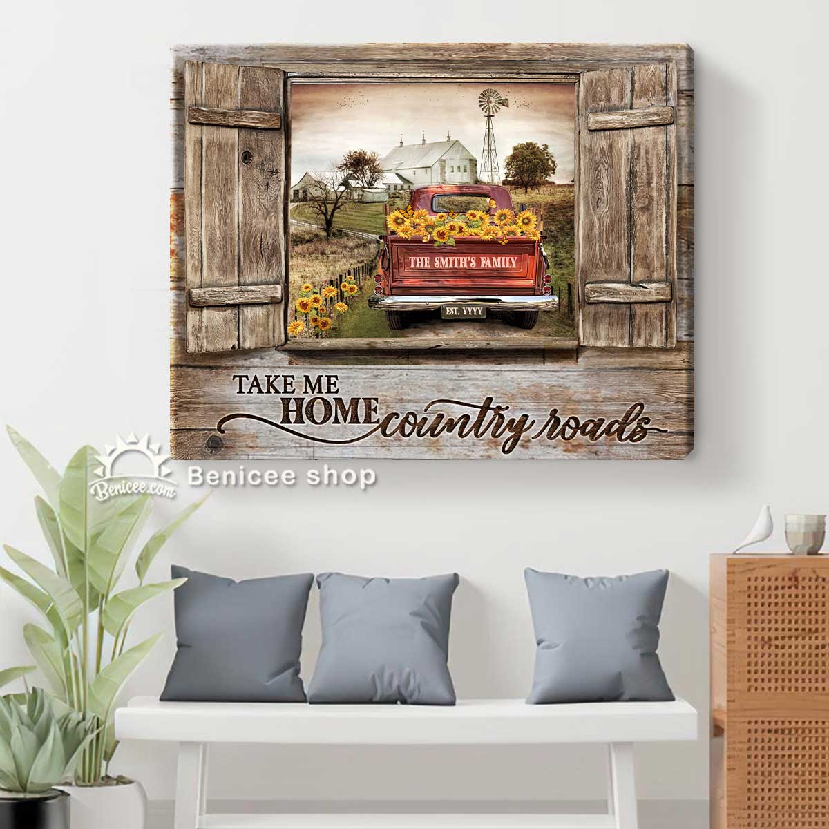 Take Me Home Country Roads Canvas, Pumpkin Truck Thanksgiving