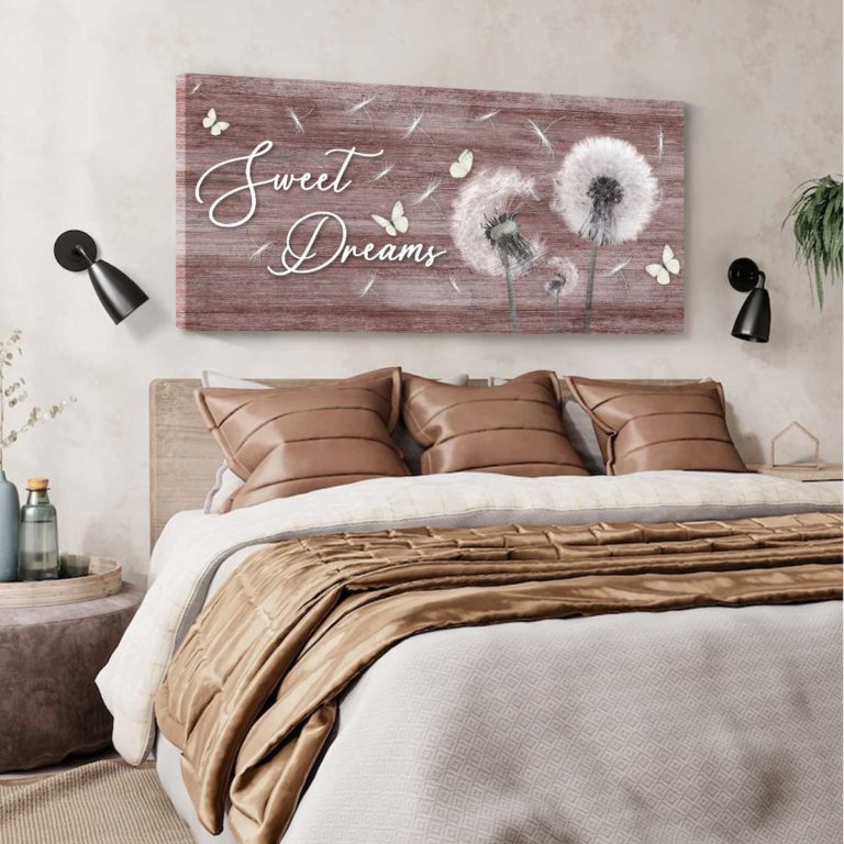 Wall Decor For Above Bed, Dandelion Flower Bedroom Decor, Sweet Dreams ...
