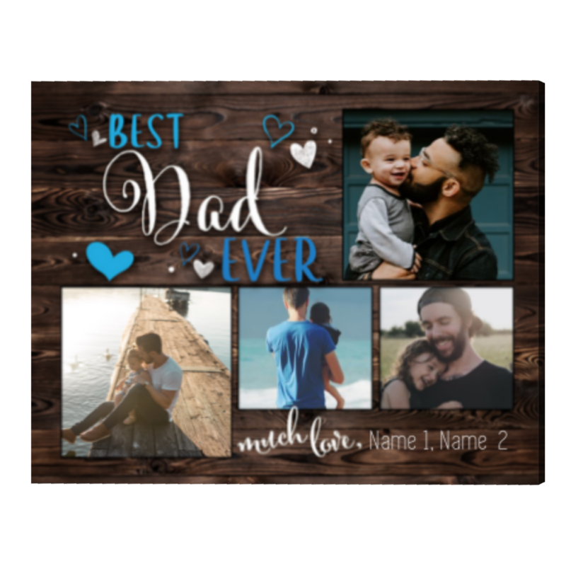 Best Dad Ever Personalized Photo Collage Canvas - Father's Day Gift from Kids, Personalized Gift For Dad, Dad Birthday Gift