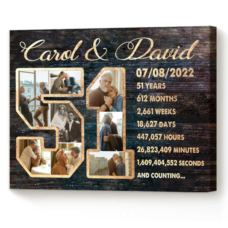 a8af25e3 47b7 11ed 83ba 0242ac120002 Custom 51st Anniversary Gift Photo Collage 51 Years Anniversary Gift Anniversary Gift For Mom And Dad 4