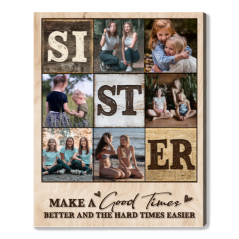 Personalized Sister Photo Collage Canvas Sister Photo Gifts Christmas Sister Gift