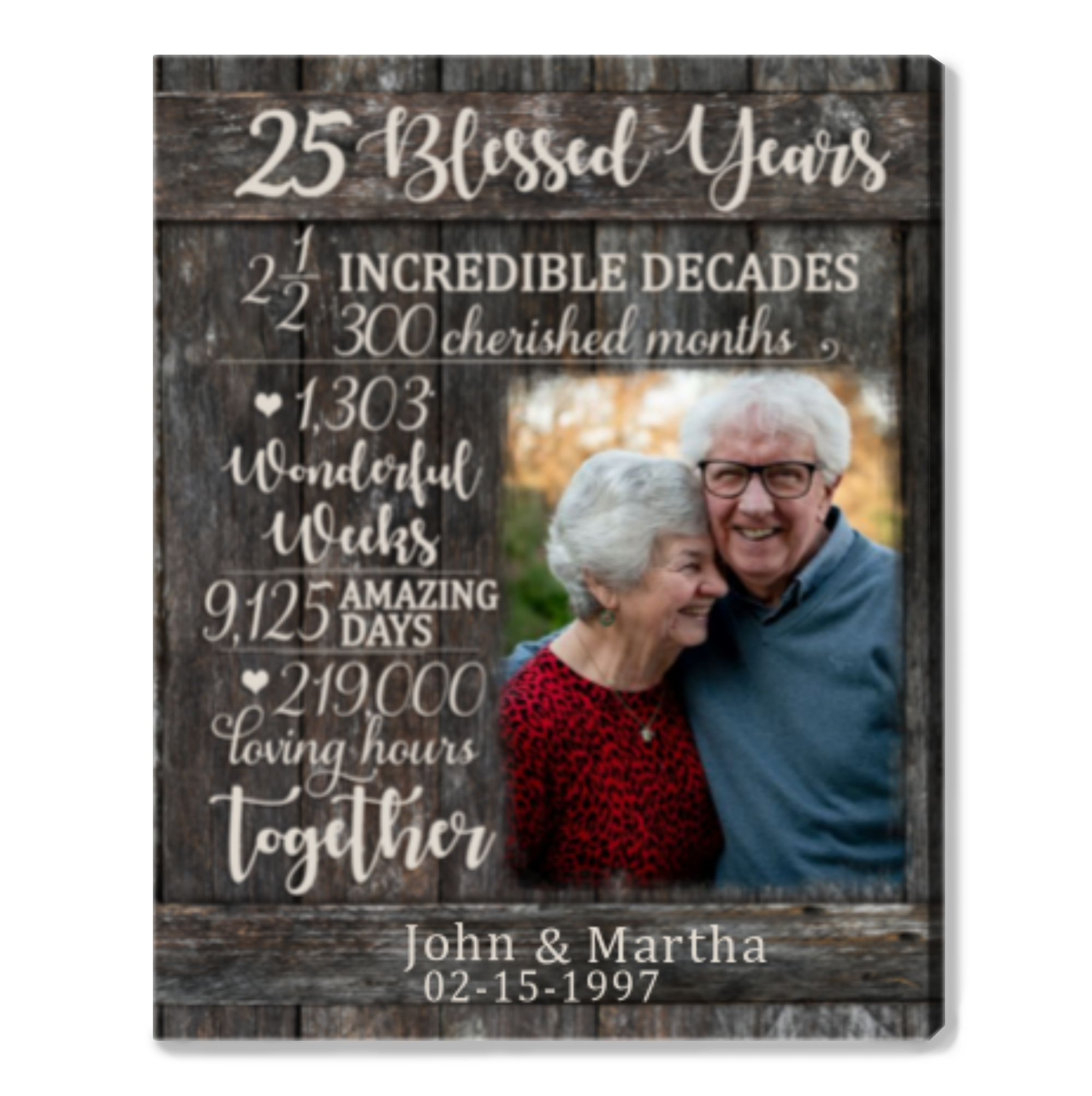 Personalized 25th Anniversary Crystal Heart