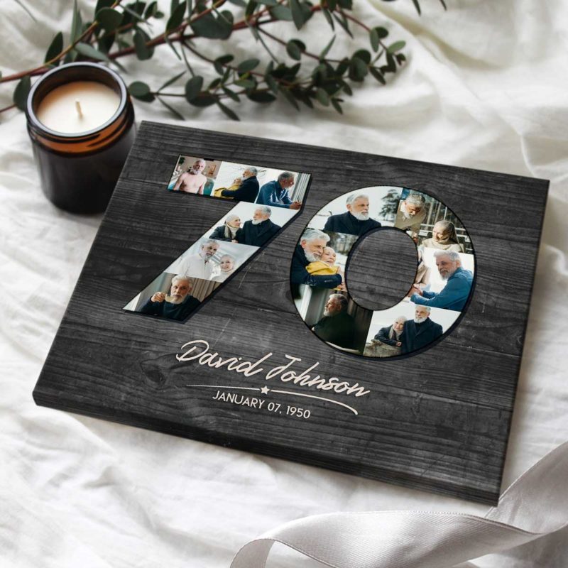 b9685097 4721 11ed 83ba 0242ac120002 Personalized 70th Birthday Gifts For Dad For Men 70th Birthday Photo Collage Canvas 70th Anniversary Gift Idea 4