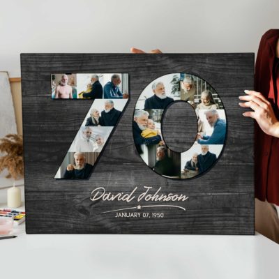 b968632c 4721 11ed 83ba 0242ac120002 Personalized 70th Birthday Gifts For Dad For Men 70th Birthday Photo Collage Canvas 70th Anniversary Gift Idea 5