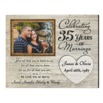 35th Anniversary Gifts for Parents 35 Years Anniversary Gift, For All That You Have Been To Us Anniversary Photo Frame