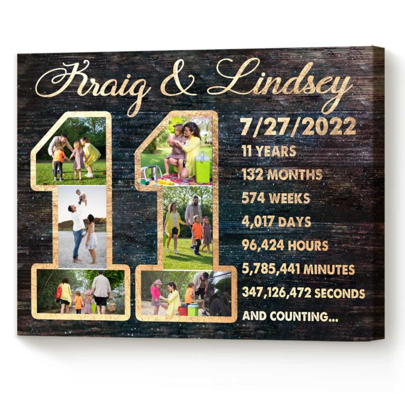 ca21199d 4949 11ed 83ba 0242ac120002 Personalized 11 Year Anniversary Photo Collage Wall Art 11th Anniversary Gifts 11th Wedding Anniversary Gift