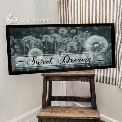 Large Dandelion Bedroom Decor Wall Art, Bedroom Wall Decor Above Bed, Sweet Dreams