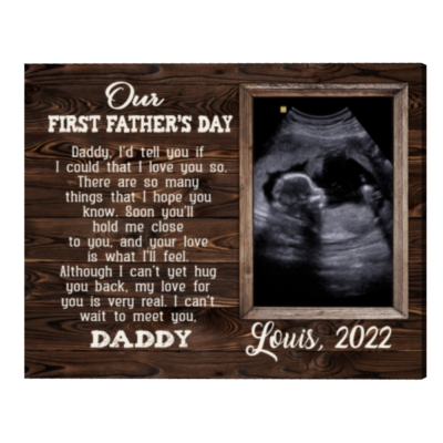 First Fathers Day Baby Sonogram Canvas, Dad to Be Custom Ultrasound Photo Gift, 1st Fathers Day Gifts, Personalized New Expecting Dad Gifts