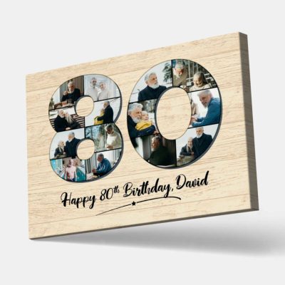 80th Birthday Personalized Photo Collage Print, Birthday Gifts For 80 Year Old, 80th Birthday Canvas Gift For Her