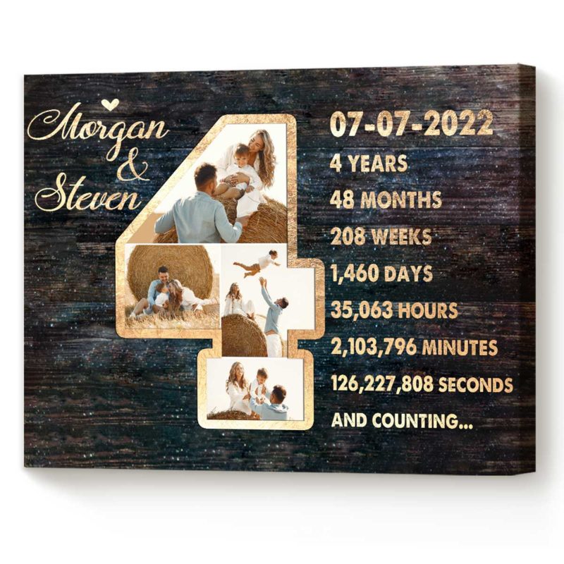 f7e19cb5 494f 11ed 83ba 0242ac120002 Personalized 4th Anniversary Photo Collage Canvas 4th Anniversary Gifts 4 Year Anniversary Gift For Him For Her 3