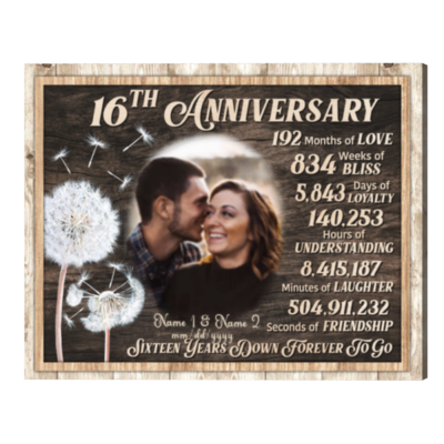 Personalized 16 Year Anniversary Photo Gift