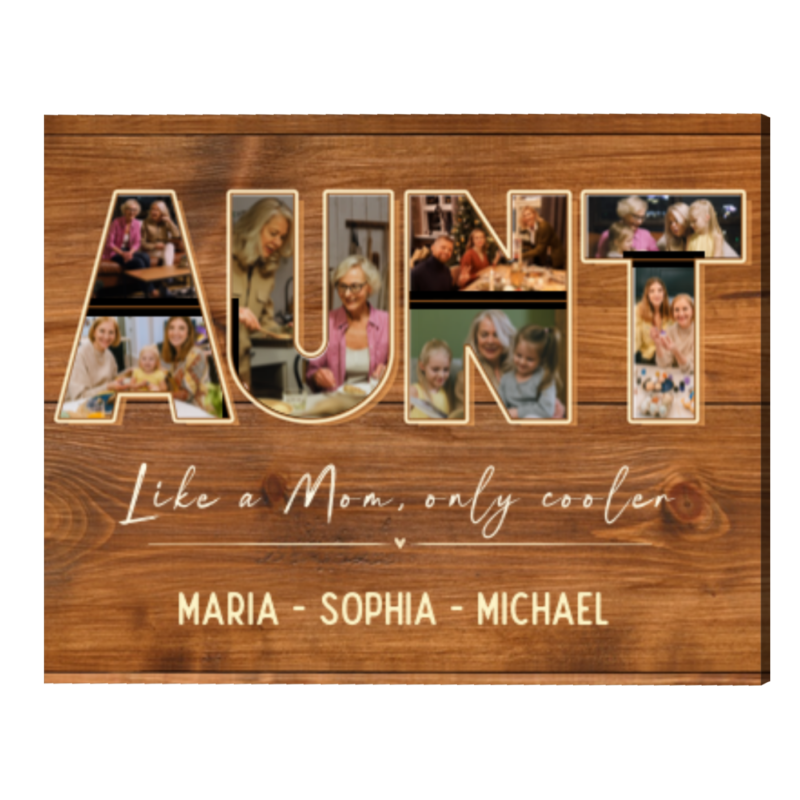 Personalized Aunt Photo Collage, Aunt Christmas Gift, Best Auntie Gifts, Like A Mom Only Cooler Print